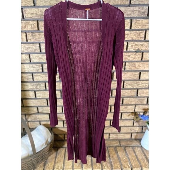 Free People Long Ribbed Cardigan‎ - Picture 1 of 6